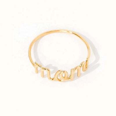 ステンレス鋼 18K ゴールド ママ スタッキングリング 女性 宝石
