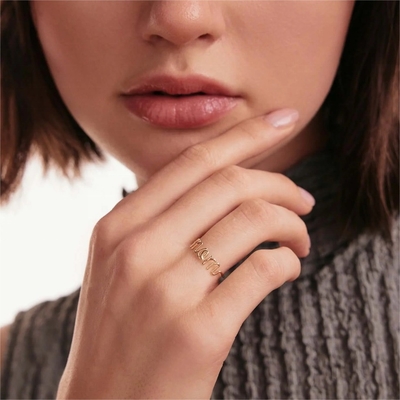 ステンレス鋼 18K ゴールド ママ スタッキングリング 女性 宝石