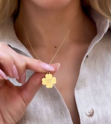 Emerald Enamel Clover Girls Pendant Jewelry Lucky 18K Gold Plated 925 Sterling Silver