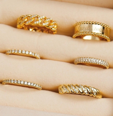 手作り トイストクラシック 925 ステルリングシルバー 女性の指輪 18K ゴールドで塗装された宝石