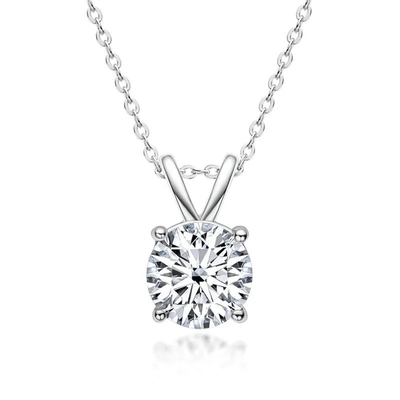 925 スターリング シルバー ペンダント 女の子用 18K 黄金 丸切りの ソリテール 石 ギフト