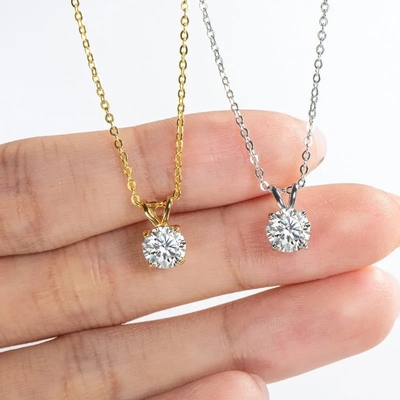 925 スターリング シルバー ペンダント 女の子用 18K 黄金 丸切りの ソリテール 石 ギフト