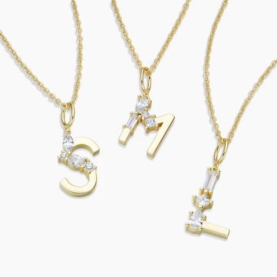 925 スターリング シルバー CZ レターペンダント シンプル 18K ゴールド コーティング ファッション ジュエリー