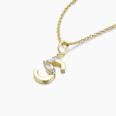 925 スターリング シルバー CZ レターペンダント シンプル 18K ゴールド コーティング ファッション ジュエリー