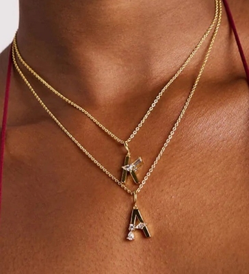 925 スターリング シルバー CZ レターペンダント シンプル 18K ゴールド コーティング ファッション ジュエリー