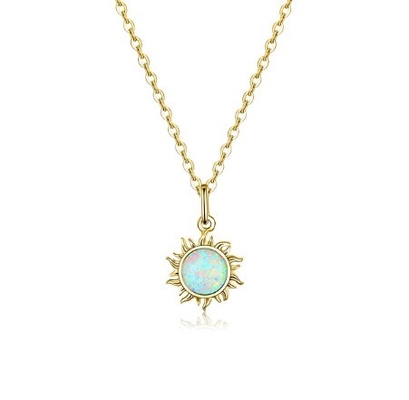 日花オパールとダイヤモンドネックレス 15MM 女性オパールネックレス 45CM+5CM