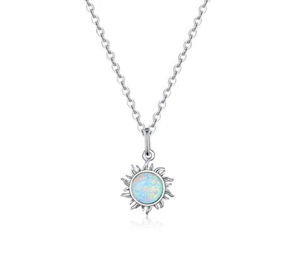 日花オパールとダイヤモンドネックレス 15MM 女性オパールネックレス 45CM+5CM