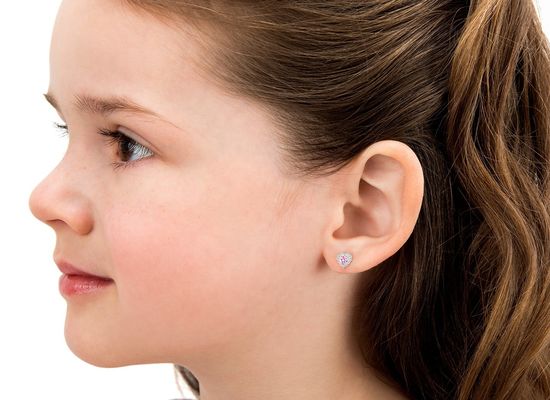 925 スターリング シルバー 心形 ピンク&ホワイト CZ スタッド イヤリング 子供 飾り 飾り 飾り 飾り