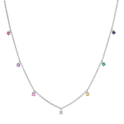 925 銀色 子供用 ネックレス 遊び心のある虹宝石 ツルコーン