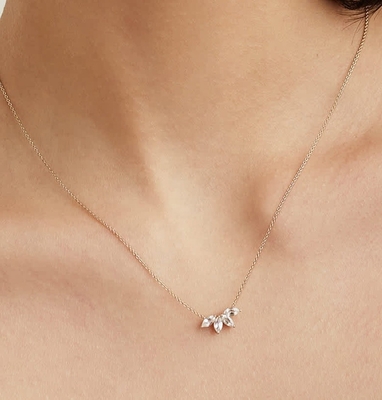 925 シルバー 14K プレート ネックレス 18インチ マルキース トパズ ペンダント 白 CZ ダイヤモンド