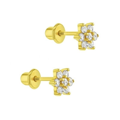 5MM 18k 金色花の赤ちゃんイヤリング 925スターリングシルバーで子供のための完璧な贈り物
