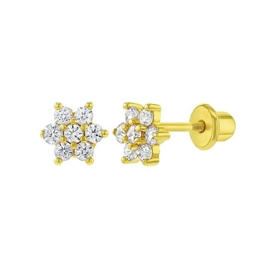 5MM 18k 金色花の赤ちゃんイヤリング 925スターリングシルバーで子供のための完璧な贈り物