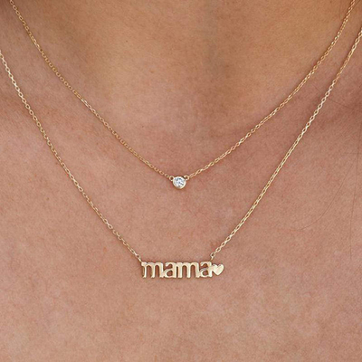 26mm 18K ゴールドプレート ネックレス ママ ハート ネックレス レディースデー
