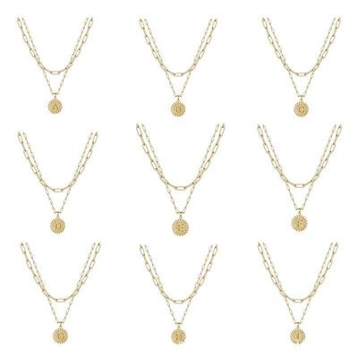 手作り 925 ステルリング シルバー ダブル ペンダント 紙クリップ スタッキング ネックレス 30 日配達