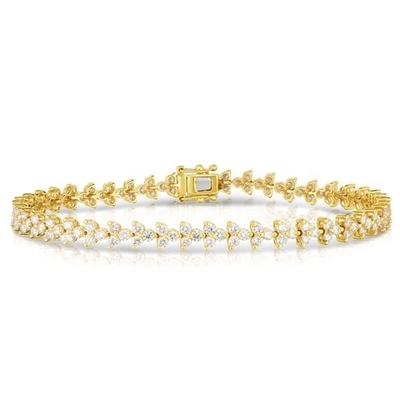 デザイナー 18K ゴールド 925 スターリング シルバー 花の魅力 女性 テニス ブレスレット
