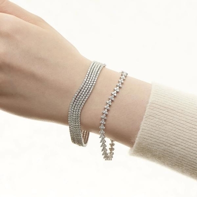 デザイナー 18K ゴールド 925 スターリング シルバー 花の魅力 女性 テニス ブレスレット