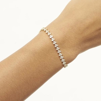 デザイナー 18K ゴールド 925 スターリング シルバー 花の魅力 女性 テニス ブレスレット