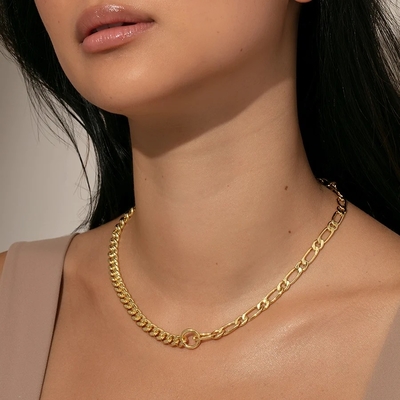 18K 金色 双鎖 ネックレス 女の子 ファッション アクセサリー コレクション
