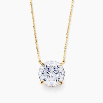 Elegant 18K Gold Plated Round Cut 925 Sterling Silver Necklace for Fashion Jewelry