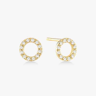 18K 金付 925 ステルリング シルバー クラシック スタッド イヤリング 女の子 ファッション アクセサリー