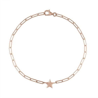 925 Sterling Silver Tiny Star Charm Bracelet with 18K Gold Plating and 12mm Star Charm