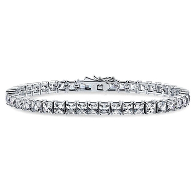 ユニセックス 手作り 18K ゴールド ヒップホップ 氷色の四角切断 ダイヤモンド CZ 925 スターリング シルバー スタッキング テニス ブレスレット
