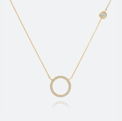 金付 S925 シルバーサークルペンダント CZ ネックレス 女性用 925 スターリングシルバー