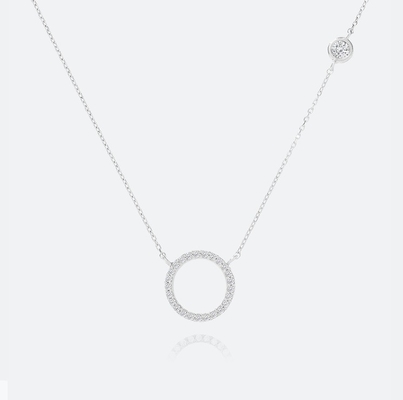金付 S925 シルバーサークルペンダント CZ ネックレス 女性用 925 スターリングシルバー