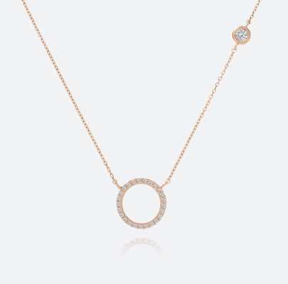 金付 S925 シルバーサークルペンダント CZ ネックレス 女性用 925 スターリングシルバー