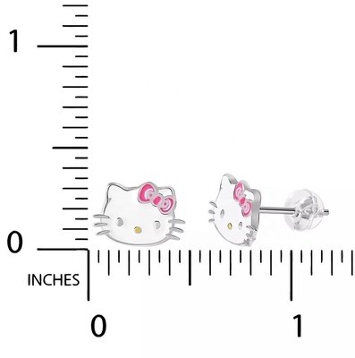 18K 金色 Hello Kitty エナメル型 女の子用 銀色 925