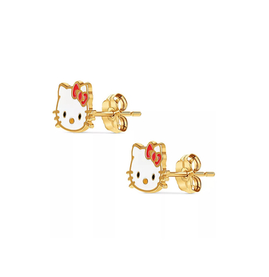 18K 金色 Hello Kitty エナメル型 女の子用 銀色 925