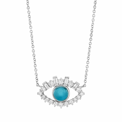 18K 金色 バゲット キュービックジルコーン 925 ステルリング シルバー 女の悪眼ネックレス