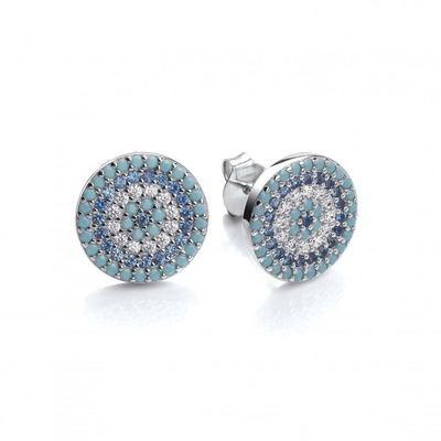 ZIRCON 円 18K 金色 手作り ミクロン パブ CZ 眼 トルコ デザイン スタッド イヤリング 925 スターリング シルバー