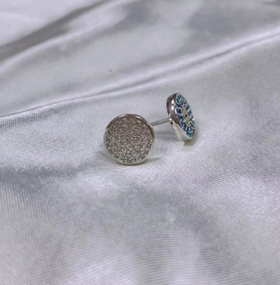 ZIRCON 円 18K 金色 手作り ミクロン パブ CZ 眼 トルコ デザイン スタッド イヤリング 925 スターリング シルバー