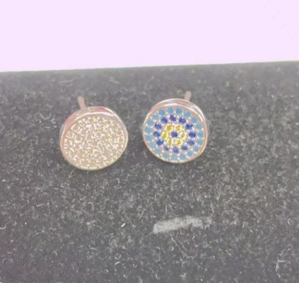 ZIRCON 円 18K 金色 手作り ミクロン パブ CZ 眼 トルコ デザイン スタッド イヤリング 925 スターリング シルバー