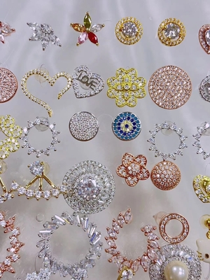 ZIRCON 円 18K 金色 手作り ミクロン パブ CZ 眼 トルコ デザイン スタッド イヤリング 925 スターリング シルバー
