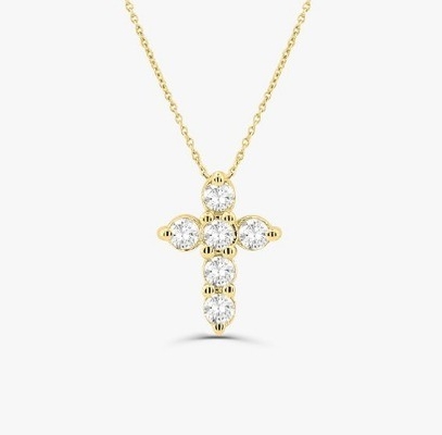 ドルージーストーン ダイヤモンド・クロス ネックレス 丸 ブリリアントカット 925 シルバー・クロス ペンダント