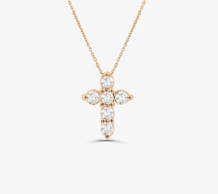ドルージーストーン ダイヤモンド・クロス ネックレス 丸 ブリリアントカット 925 シルバー・クロス ペンダント