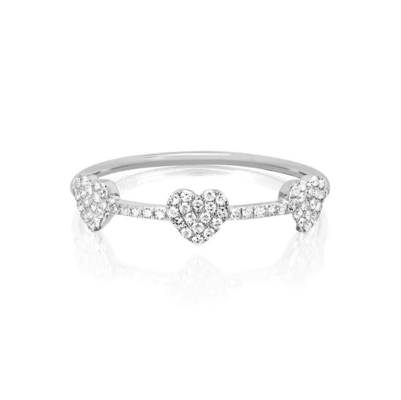 18K 金 925 ステルリング シルバー 3 マイクロパブ ハートリング 女性用とエレガント