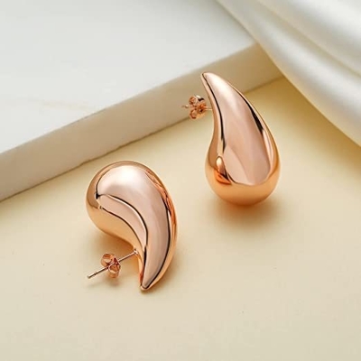 カスタマイズされたロゴ 18K ゴールドプラテッド 少女のための涙の空っぽのスタッドイヤリング ジュエリーパーティー