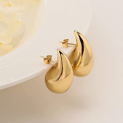 カスタマイズされたロゴ 18K ゴールドプラテッド 少女のための涙の空っぽのスタッドイヤリング ジュエリーパーティー