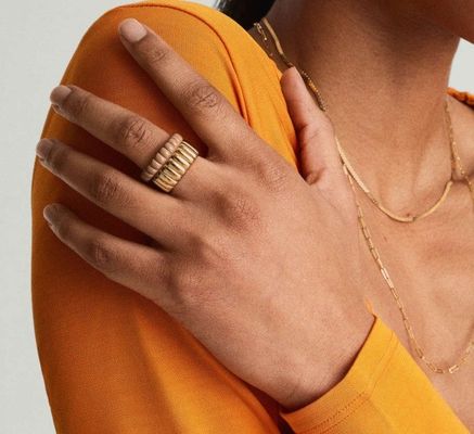 925 Sterling Silver Enamel Girl's Ring with Handmade 18K Gold Plated Eternity Band