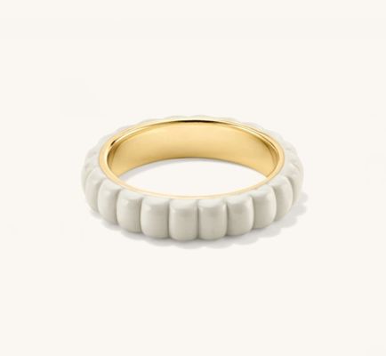 925 Sterling Silver Enamel Girl's Ring with Handmade 18K Gold Plated Eternity Band