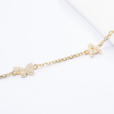 ネックレス ミニ 18K ゴールド ホワイト マイクロン パブ CZ バターフライ 925 ステルリング シルバー ペンダント