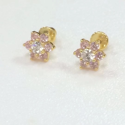 花のアメジスト CZ 誕生石 ベビーガールズ 925 ステルリング シルバー スクリップバック スタッド イヤリング