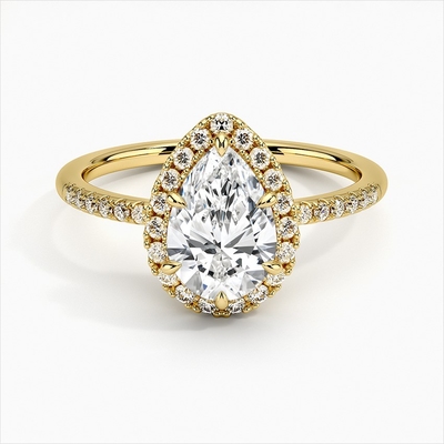 925 ステルリング シルバー ハロ ホワイト ゴールド プラテッド 婚約指輪
