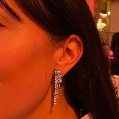 18K ゴールドプレート キュービックジルコーン タッセル 青銅の耳飾り