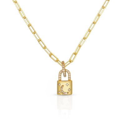 18K ゴールド ネックレス ペンダント パブ ホワイト CZ リンク チェーン ネックレス 婚約