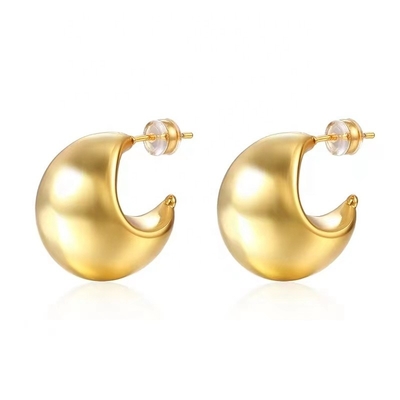 ファッション 厚いホローフープ 18K ゴールド コーティング ファッション イヤリング