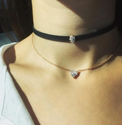 ハート キュービック ジルコーン 18K 金色 女性のネックレス